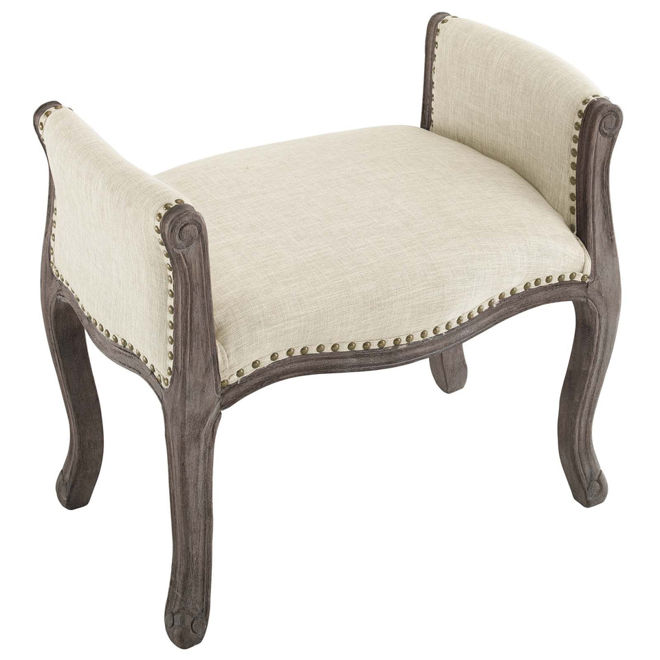 Avail Vintage French Upholstered Fabric Bench.