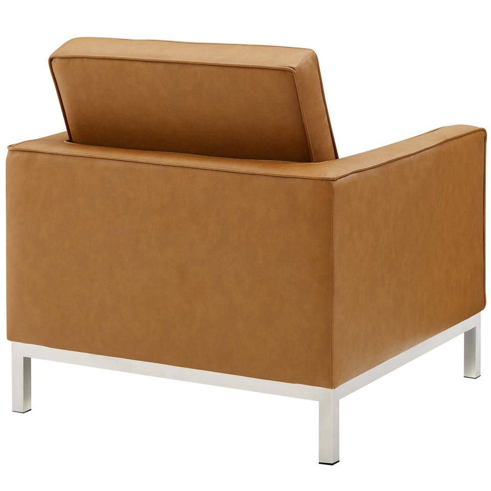 Loft Tufted Upholstered Faux Leather Armchair.