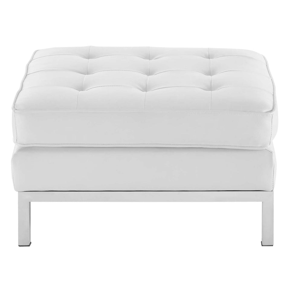 Loft Tufted Upholstered Faux Leather Ottoman.