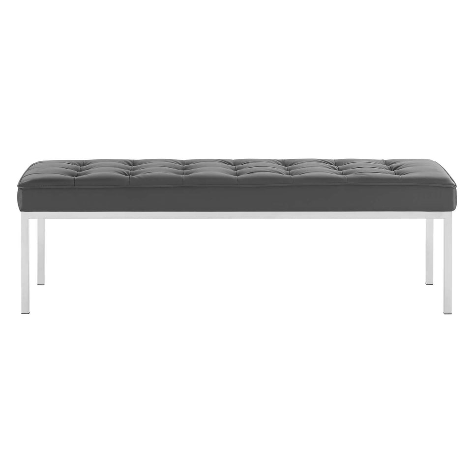 Loft Tufted Large Upholstered Faux Leather Bench.