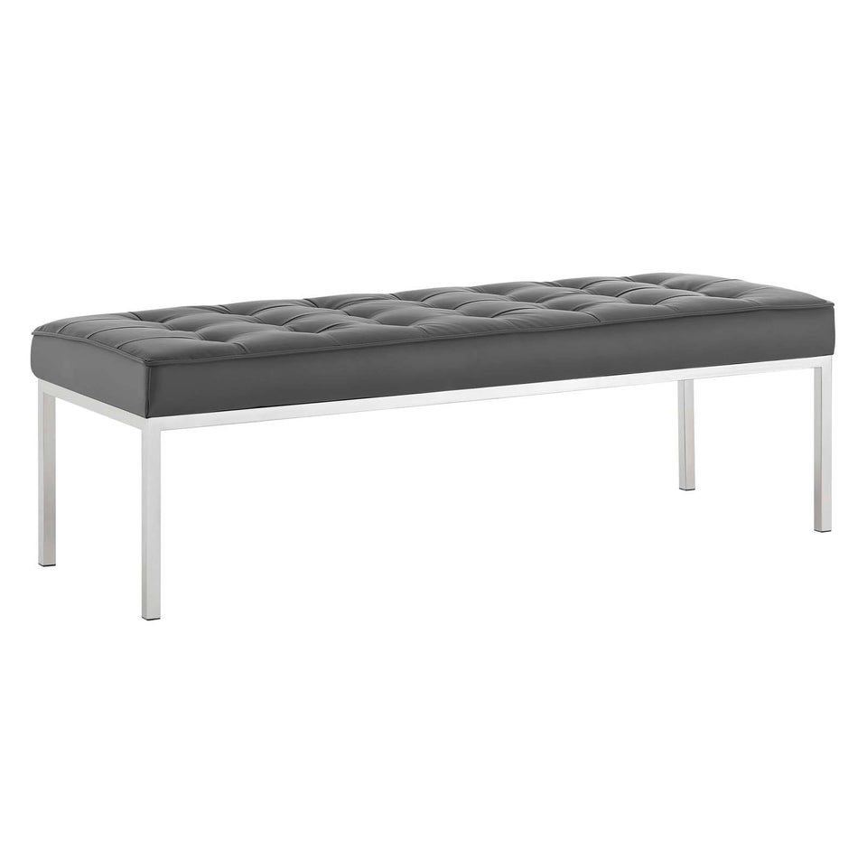 Loft Tufted Large Upholstered Faux Leather Bench.