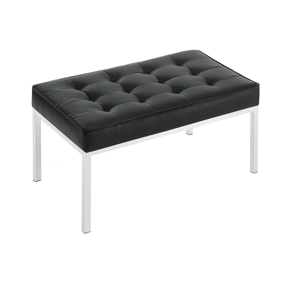 Loft Tufted Medium Upholstered Faux Leather Bench.