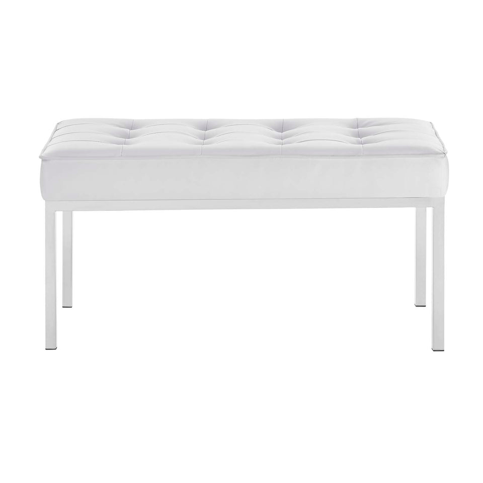 Loft Tufted Medium Upholstered Faux Leather Bench.