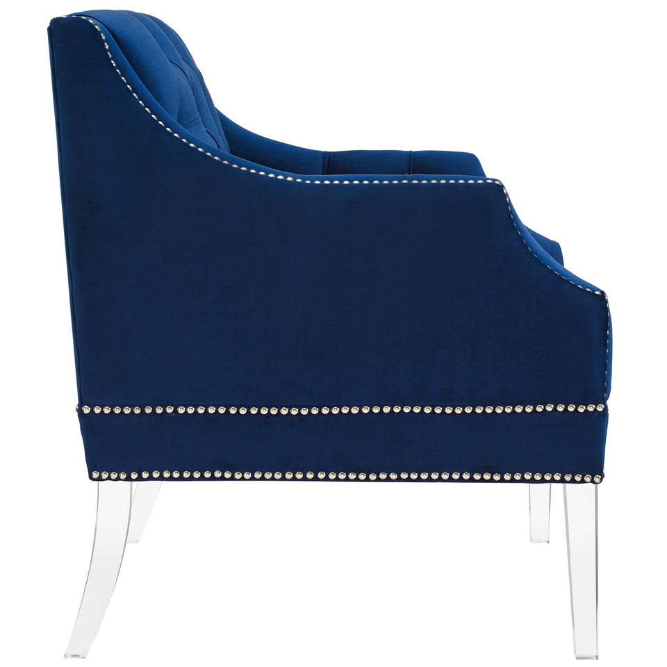 Proverbial Tufted Button Accent Performance Velvet Armchair.