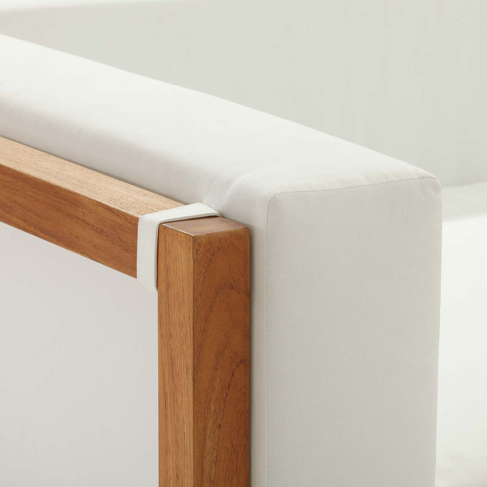Newbury Accent Lounge Outdoor Patio Premium Grade A Teak Wood Sofa in Natural White.