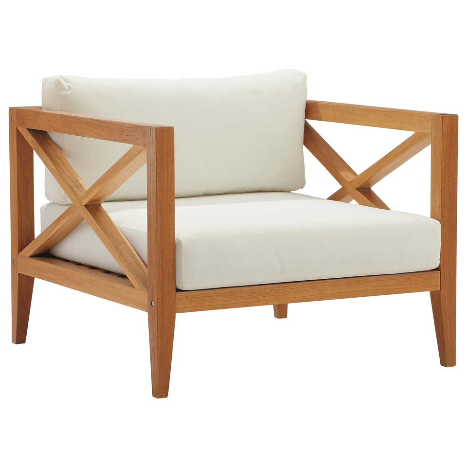 Northlake Outdoor Patio Premium Grade A Teak Wood Armchair in Natural White.