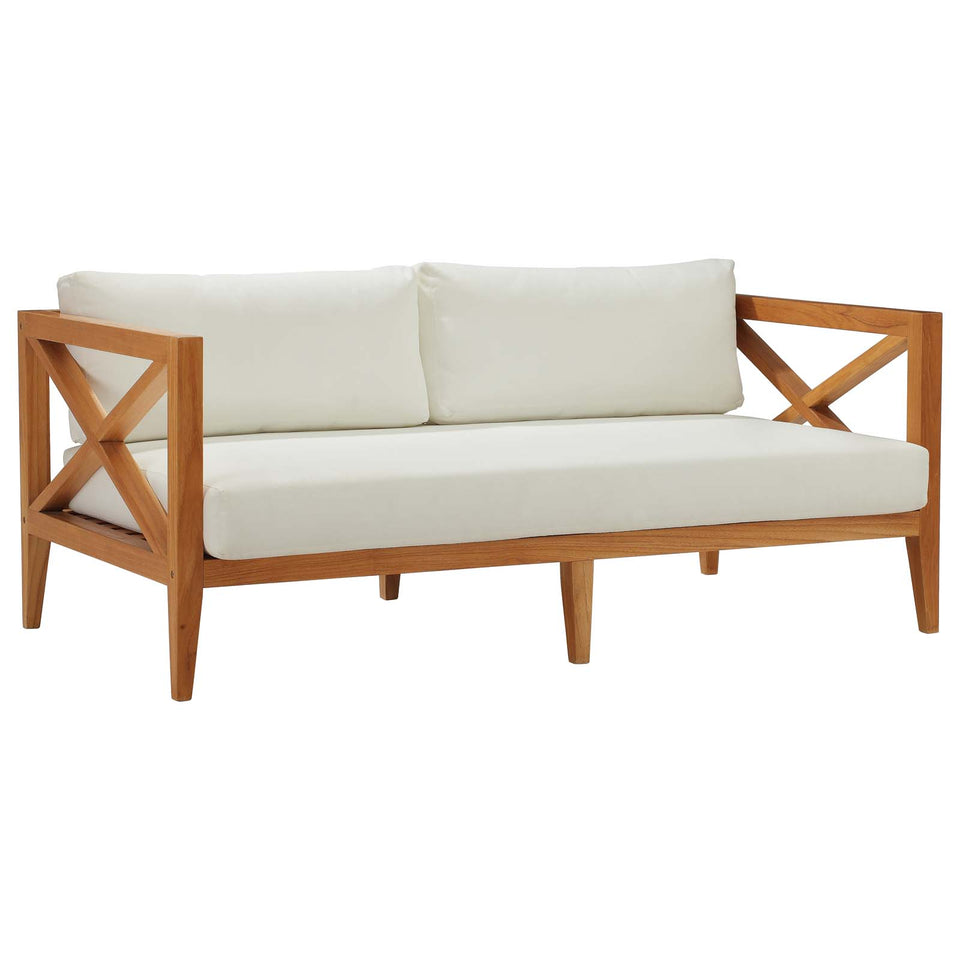 Northlake Outdoor Patio Premium Grade A Teak Wood Sofa in Natural White.