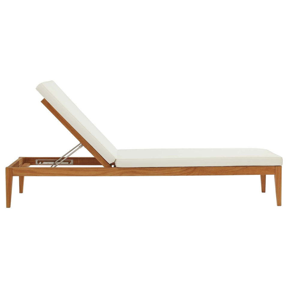 Northlake Outdoor Patio Premium Grade A Teak Wood Chaise Lounge in Natural White.