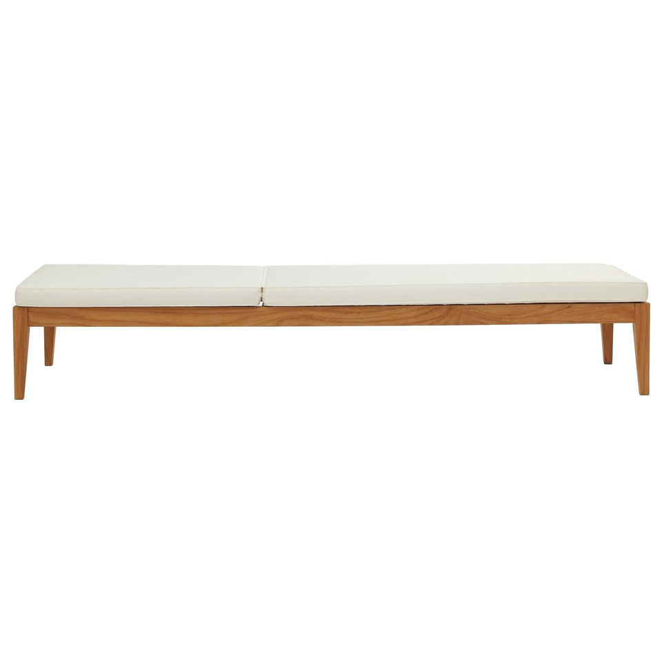 Northlake Outdoor Patio Premium Grade A Teak Wood Chaise Lounge in Natural White.