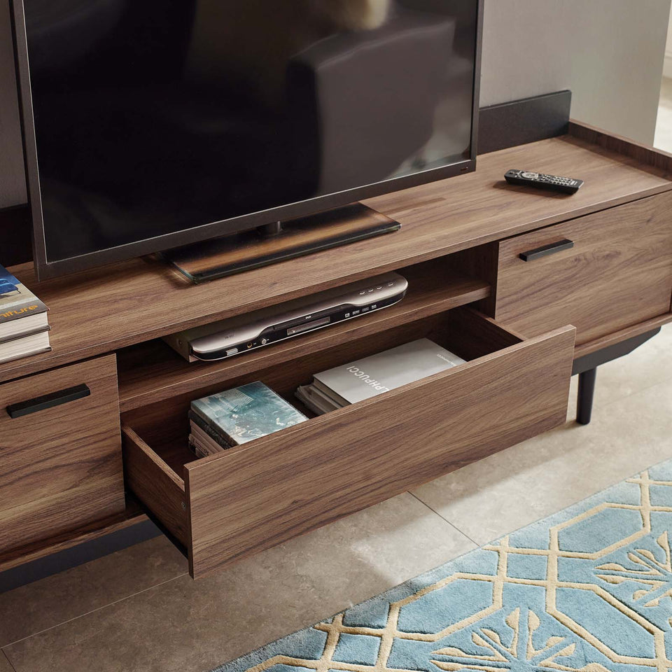 Visionary 71" TV Stand in Walnut Black.