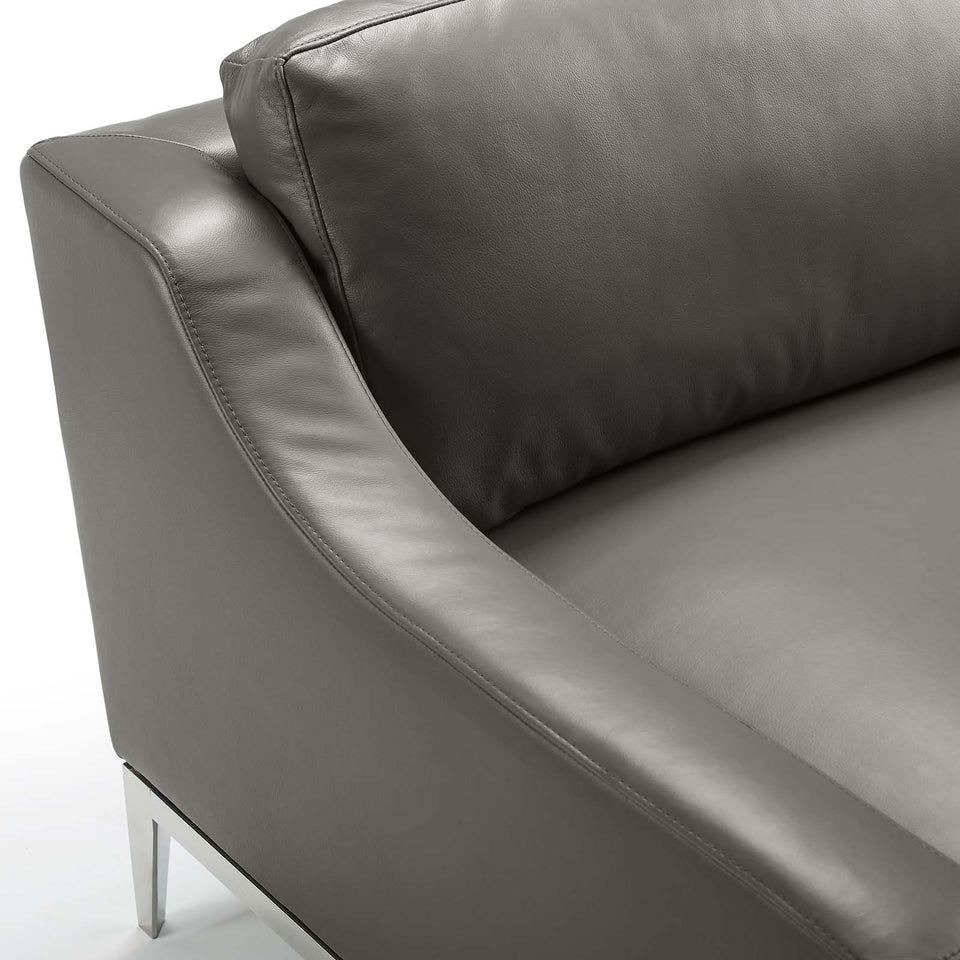 Harness 64" Stainless Steel Base Leather Loveseat.