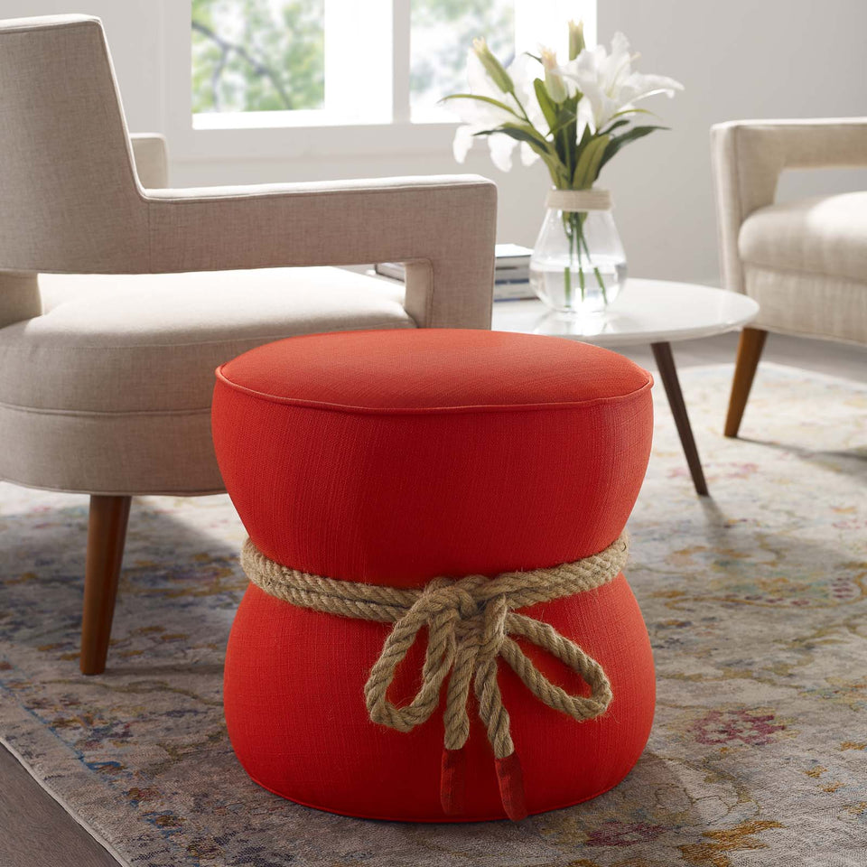 Beat Nautical Rope Upholstered Fabric Ottoman.