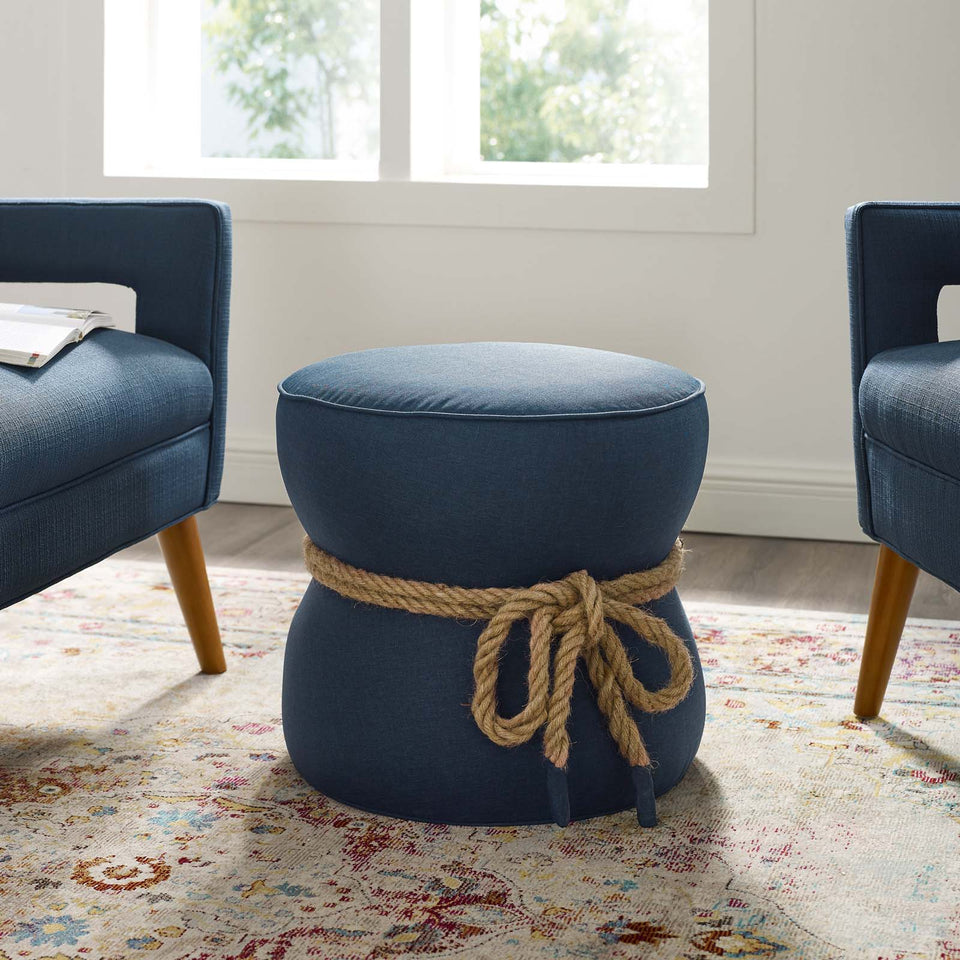 Beat Nautical Rope Upholstered Fabric Ottoman.