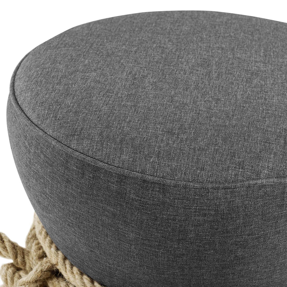 Beat Nautical Rope Upholstered Fabric Ottoman.