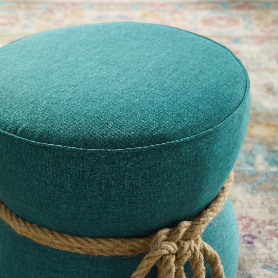 Beat Nautical Rope Upholstered Fabric Ottoman.