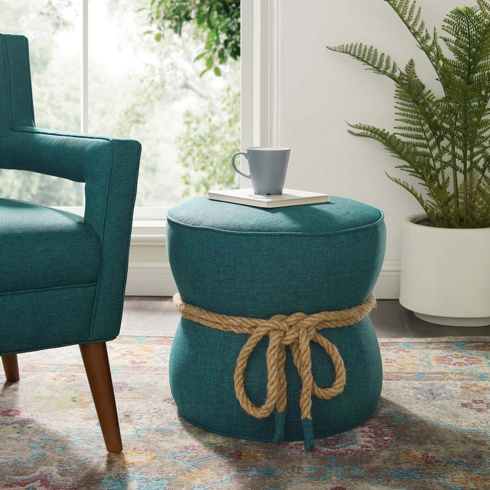 Beat Nautical Rope Upholstered Fabric Ottoman.