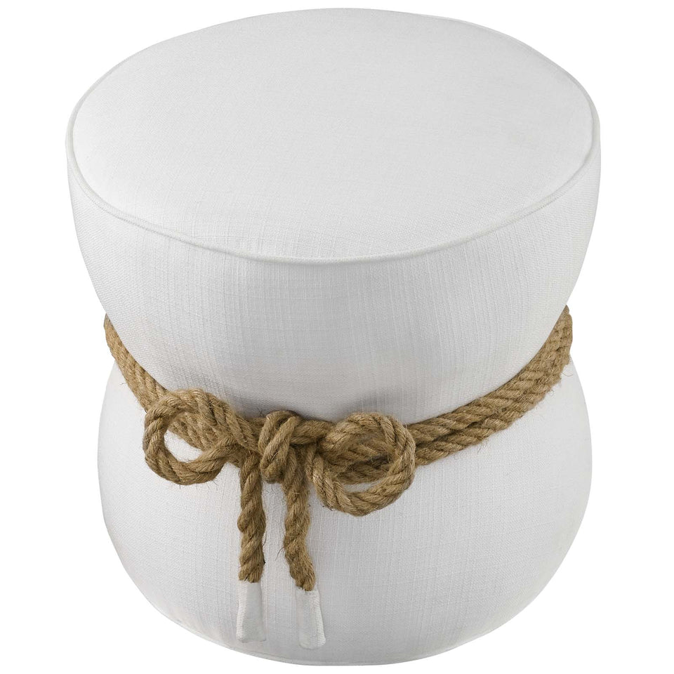 Beat Nautical Rope Upholstered Fabric Ottoman.