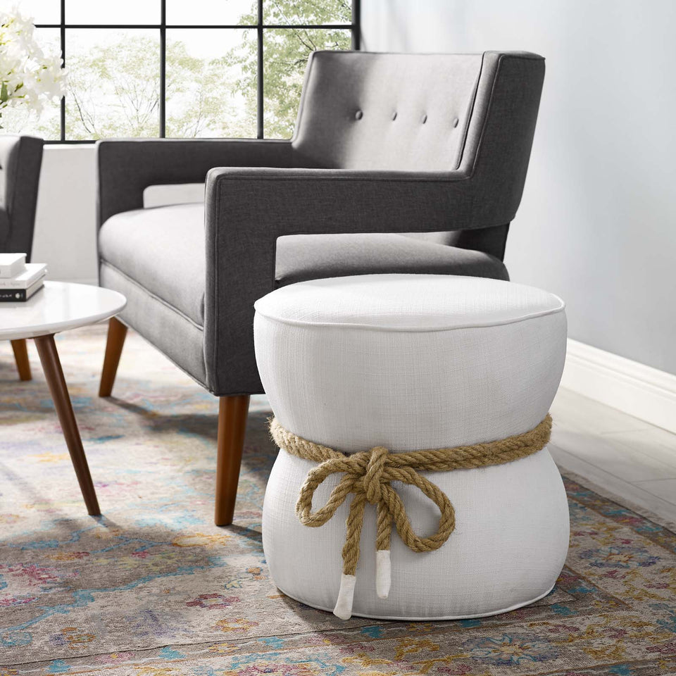 Beat Nautical Rope Upholstered Fabric Ottoman.