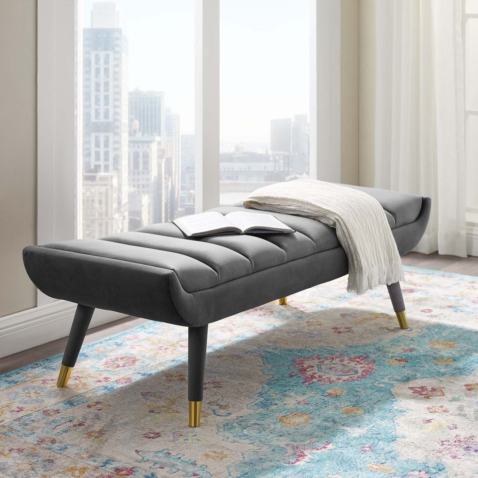 Guess Channel Tufted Performance Velvet Accent Bench.