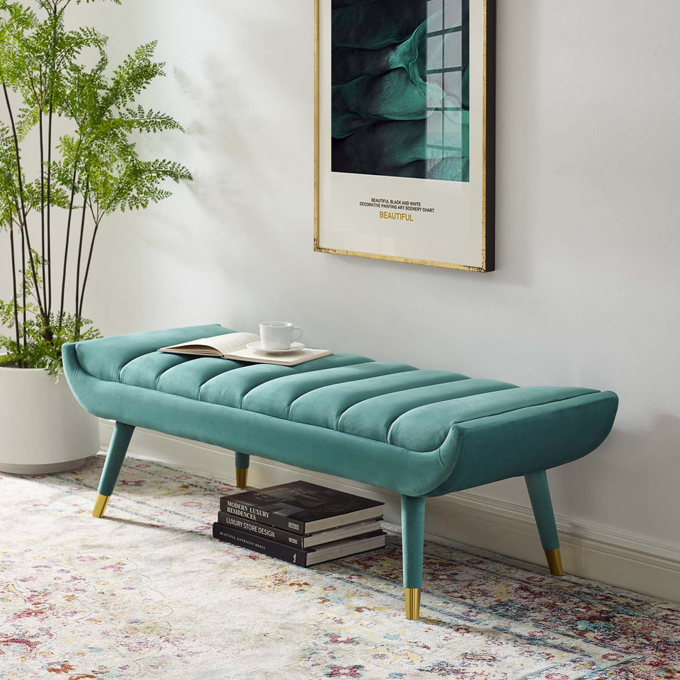 Guess Channel Tufted Performance Velvet Accent Bench.