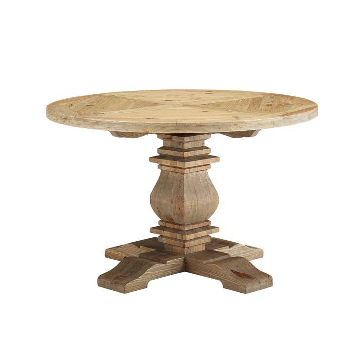 COLUMN ROUND PINE WOOD DINING TABLE IN BROWN SIZE 47", 59" and 71".