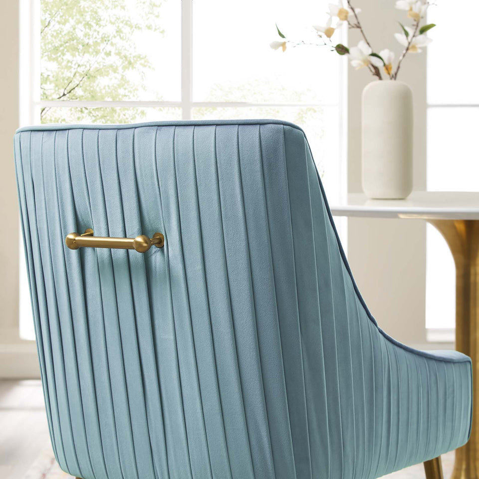 Discern Pleated Back Upholstered Performance Velvet Dining Chair.