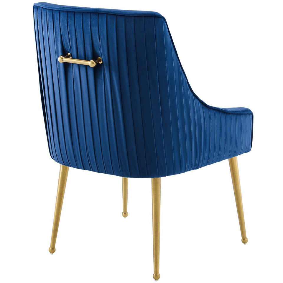 Discern Pleated Back Upholstered Performance Velvet Dining Chair.