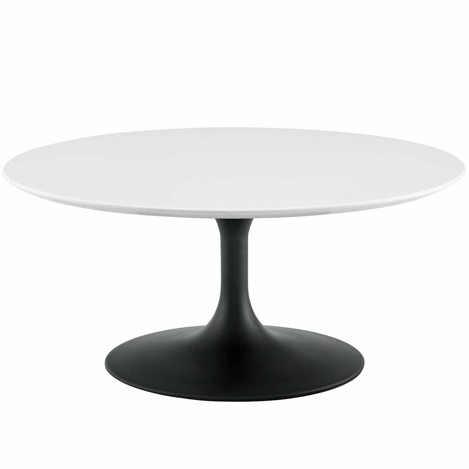 Lippa 36" Round Wood Coffee Table in Black White.