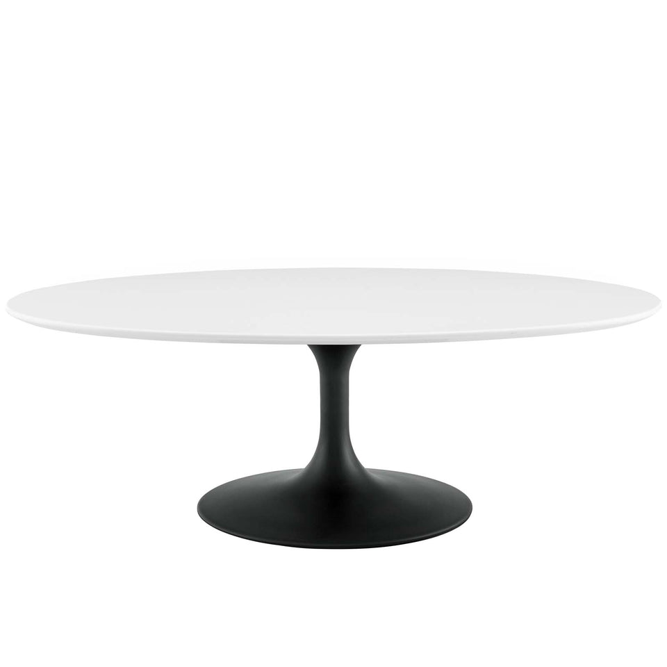Lippa 48" Oval-Shaped Wood Top Coffee Table in Black White.