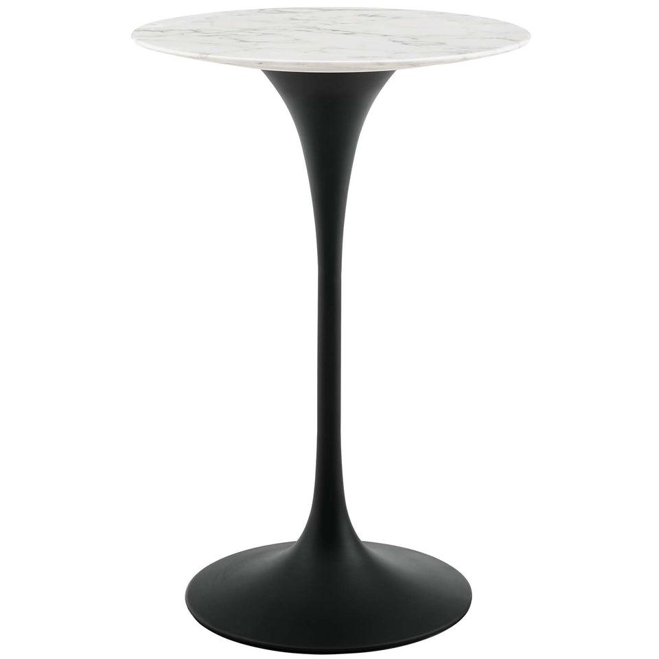 Lippa 28" Round Artificial Marble Bar Table in Black White.