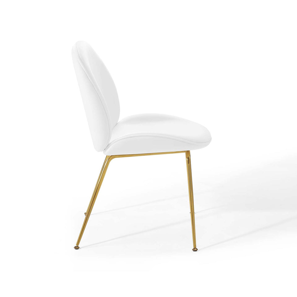 Scoop Gold Stainless Steel Leg Performance Velvet Dining Chair.