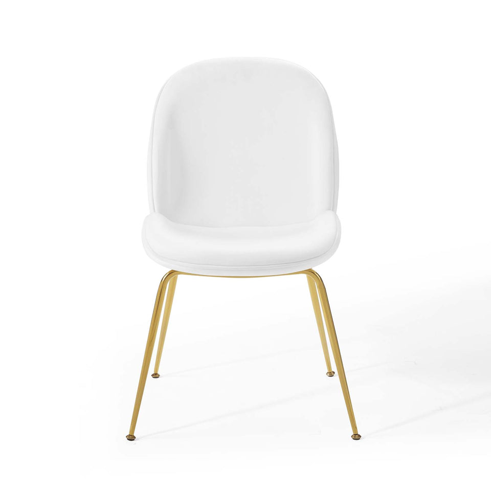 Scoop Gold Stainless Steel Leg Performance Velvet Dining Chair.