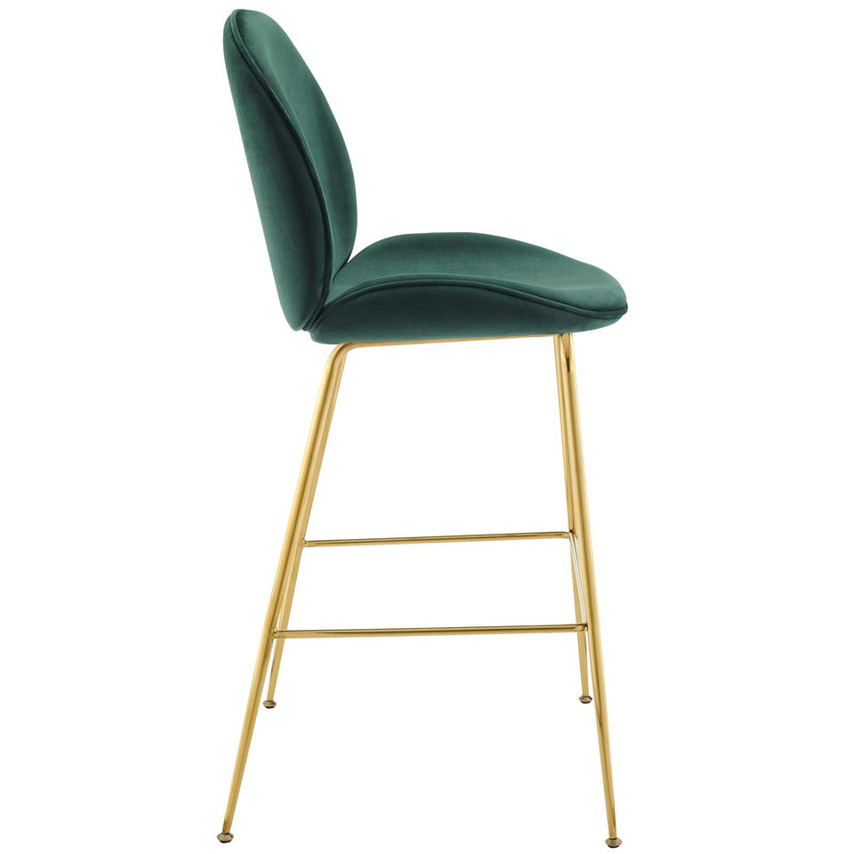 Scoop Gold Stainless Steel Leg Performance Velvet Bar Stool.