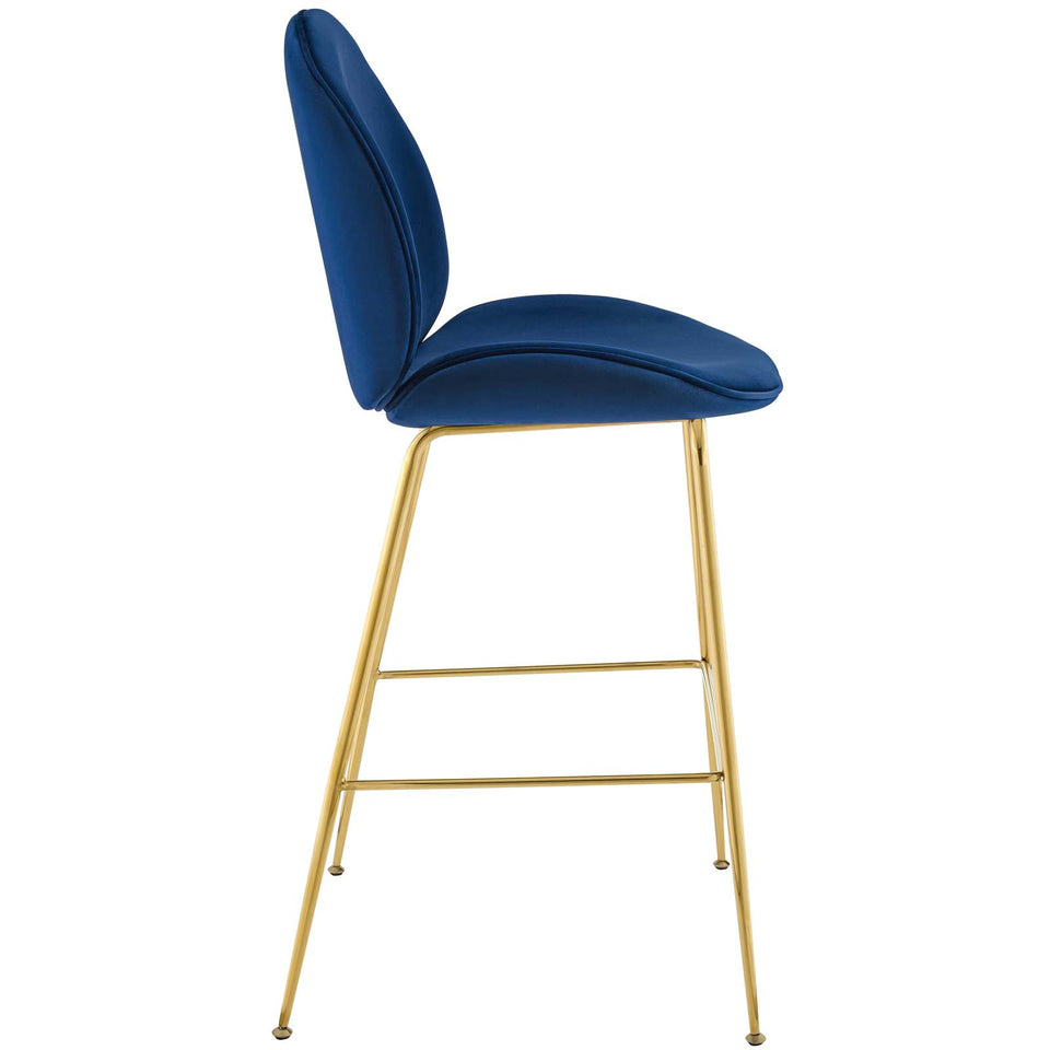 Scoop Gold Stainless Steel Leg Performance Velvet Bar Stool.