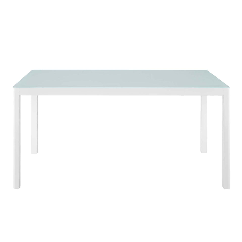 Raleigh 59" Outdoor Patio Aluminum Dining Table in White.