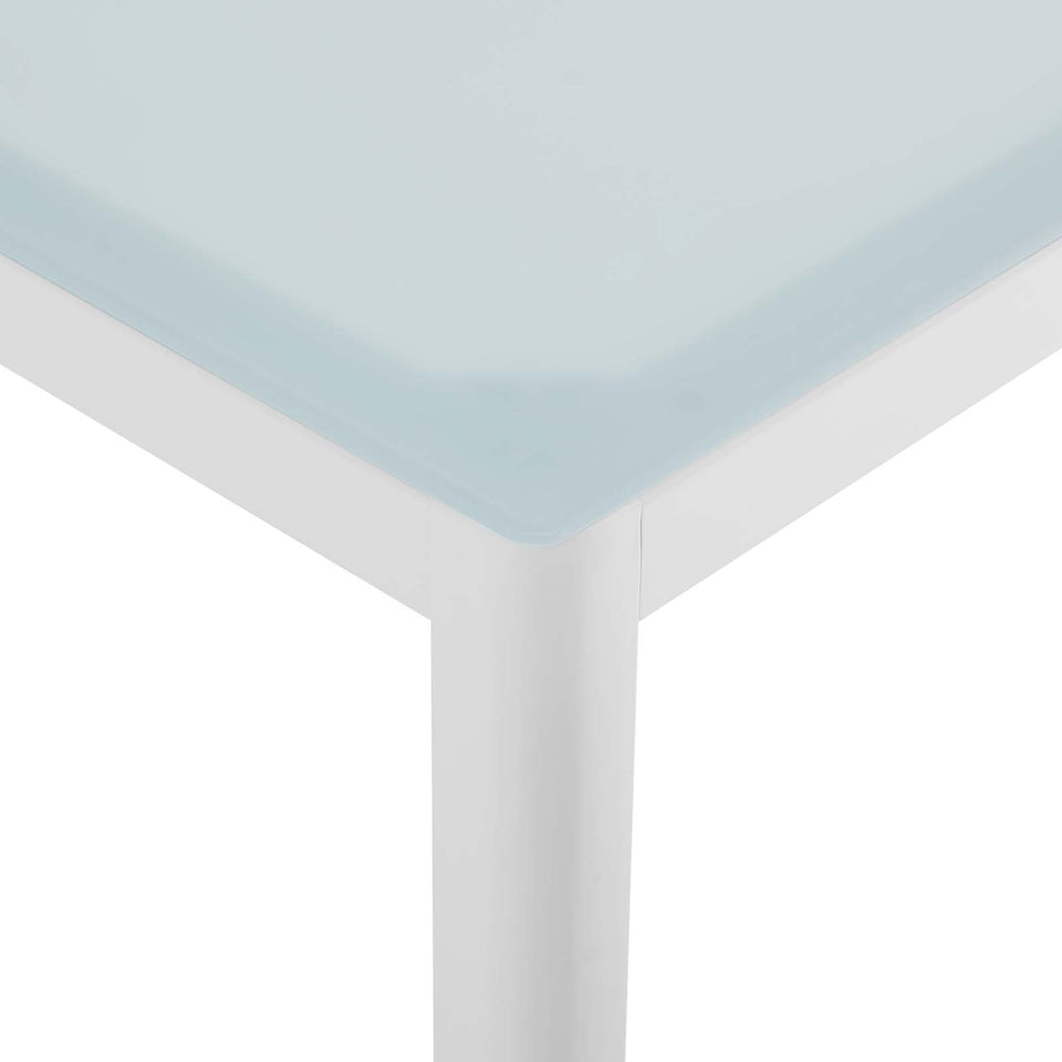 Raleigh 59" Outdoor Patio Aluminum Dining Table in White.