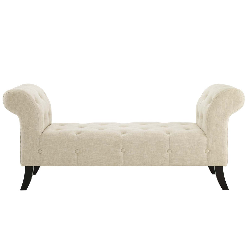 Evince Button Tufted Accent Upholstered Fabric Bench.