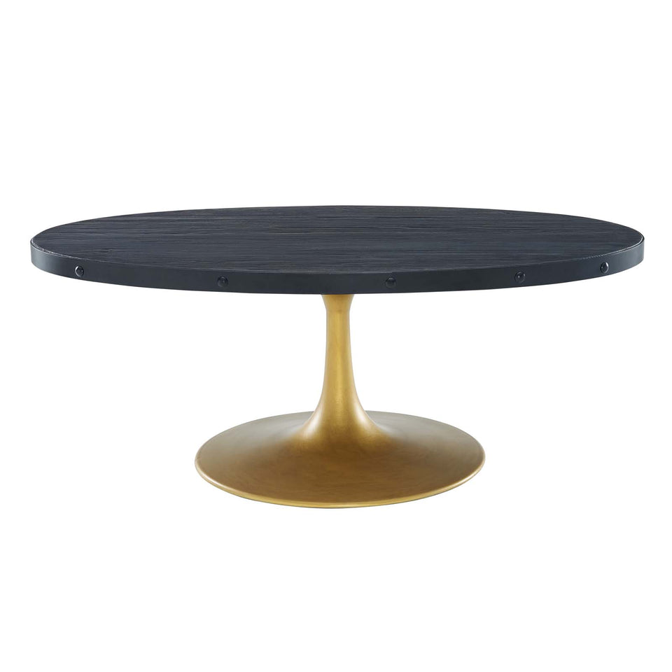 Drive Wood Top Coffee Table in Black Gold.