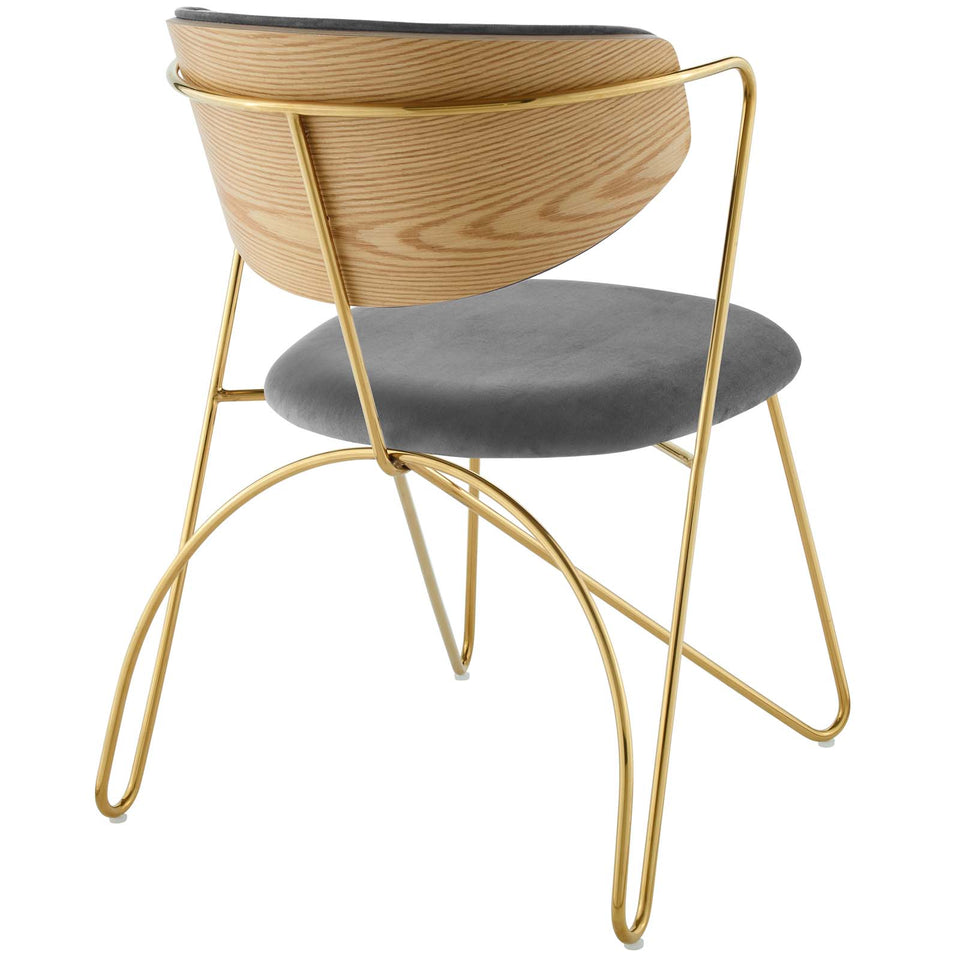 Prevail Gold Stainless Steel Dining and Accent Performance Velvet Chair.