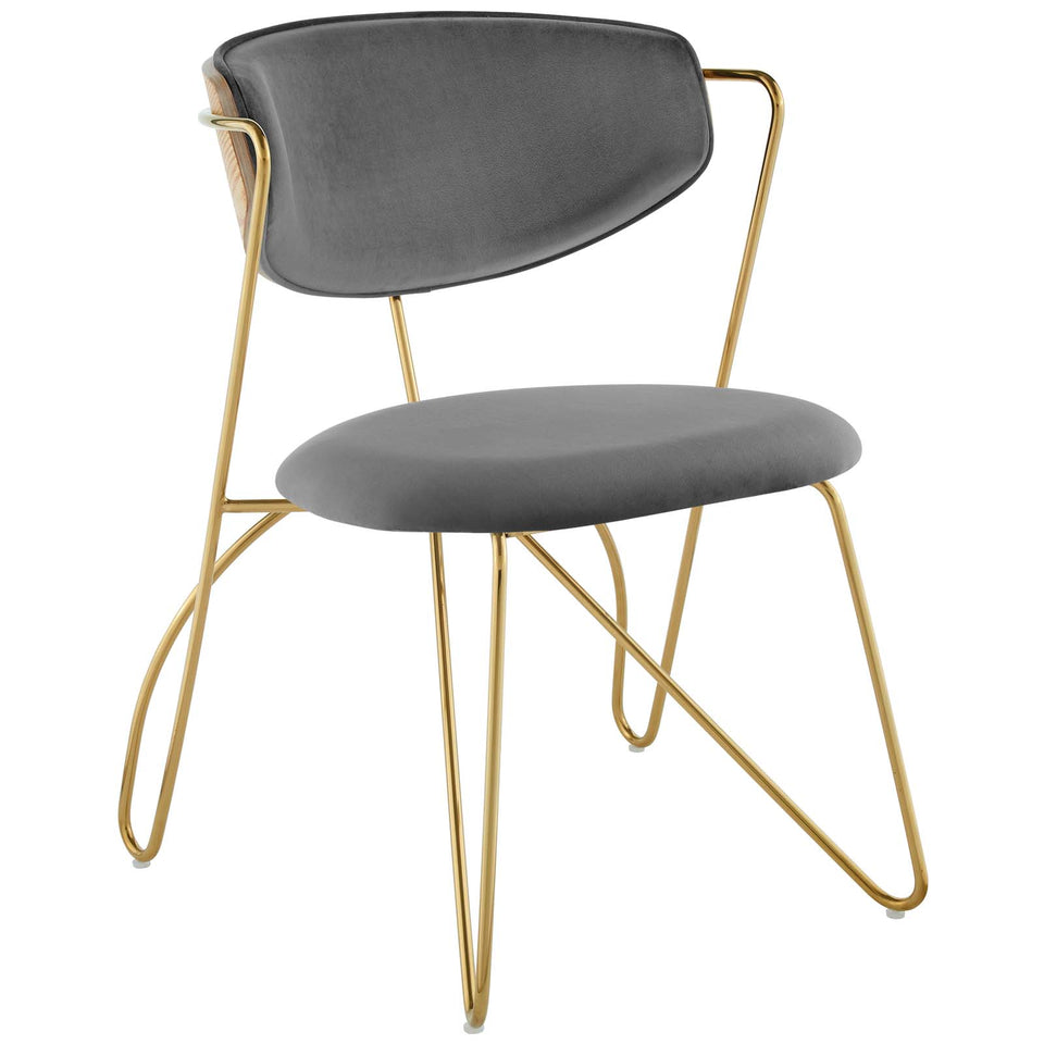 Prevail Gold Stainless Steel Dining and Accent Performance Velvet Chair.
