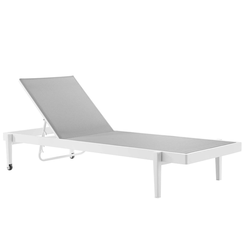 Charleston Outdoor Patio Chaise Lounge Chair in White Gray.