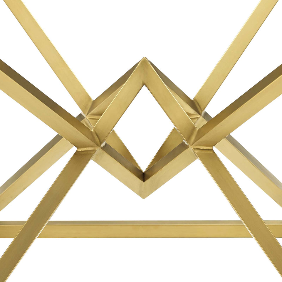 Point 25.5" Brushed Gold Metal Stainless Steel Side Table in Gold.