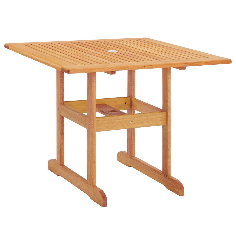 Hatteras 36" Square Outdoor Patio Eucalyptus Wood Dining Table in Natural.