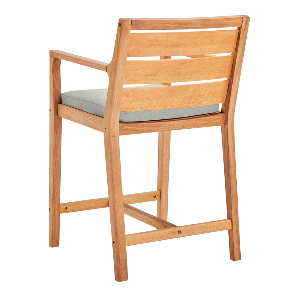 Portsmouth Karri Wood Outdoor Patio Bar Stool in Natural Taupe.