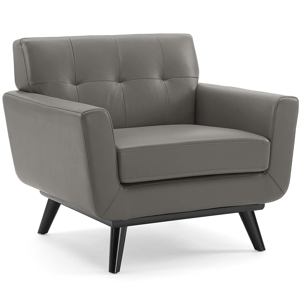 Engage Top-Grain Leather Living Room Lounge Accent Armchair.