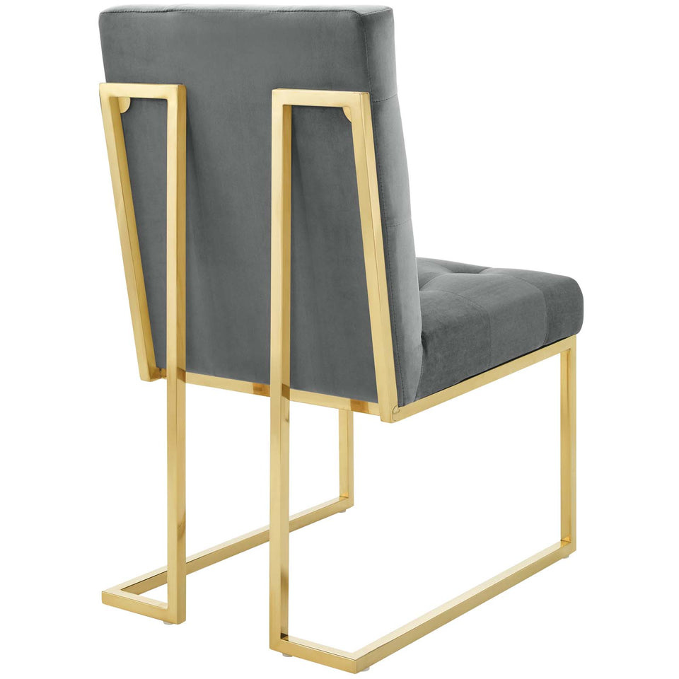 Privy Gold Stainless Steel Performance Velvet Dining Chair.