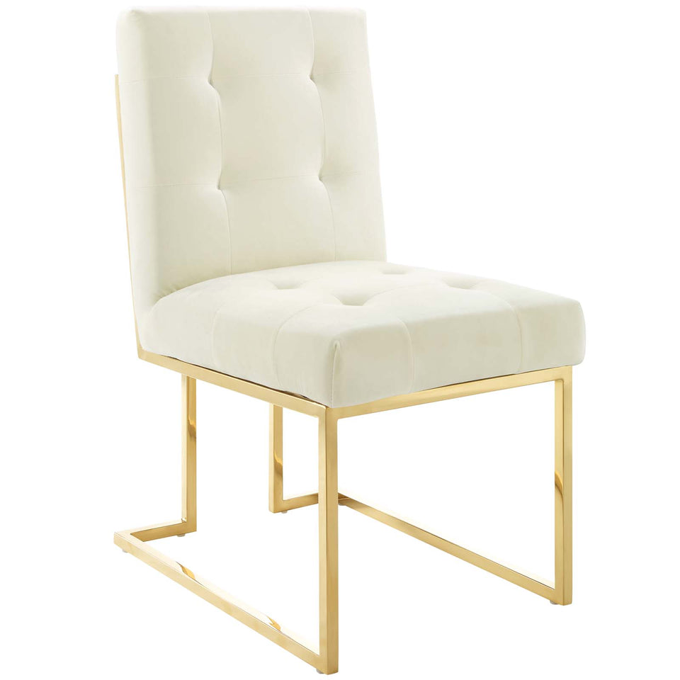 Privy Gold Stainless Steel Performance Velvet Dining Chair.