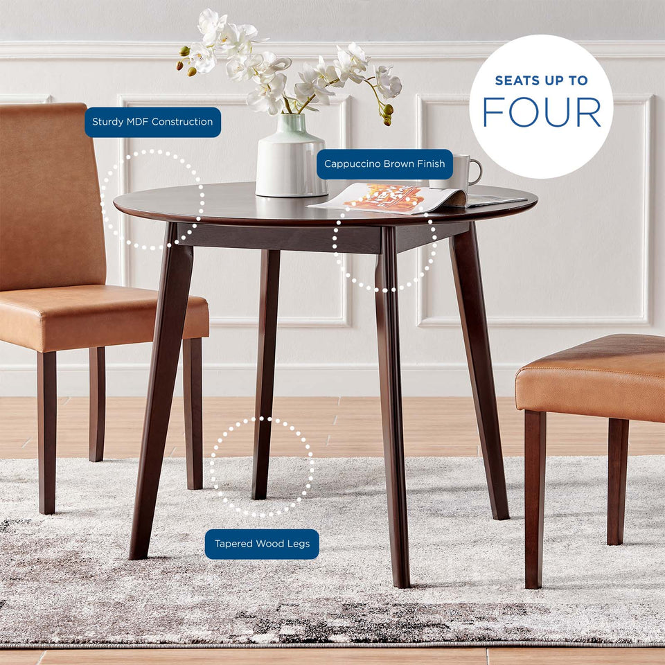 Vision 35" Round Dining Table in Cappuccino.