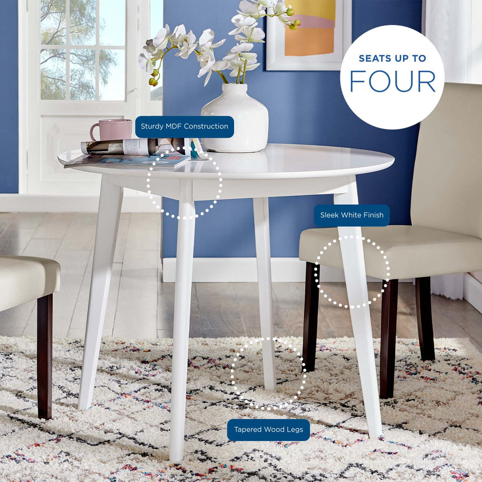 Vision 35" Round Dining Table in White.