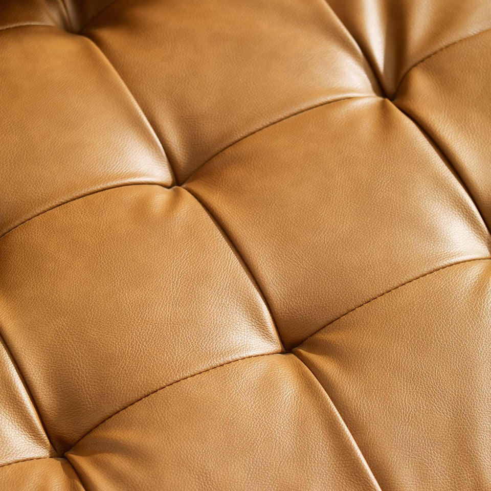 Valour Upholstered Faux Leather Sofa in Tan.